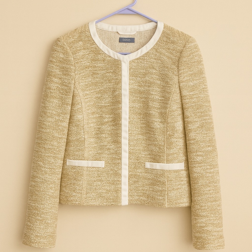 BASLER womens gold tweed knit blazer jacket 38/8 dressy